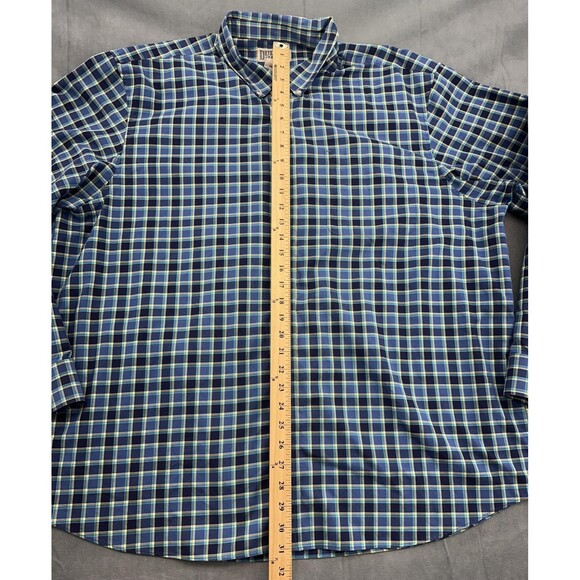 Duluth Trading Co Shirt Mens 2XL Blue Green Plaid Button Down Long Sleeve Navy - Picture 7 of 10